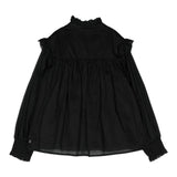 Chloe' Langarm Einfarbig Rüschen Shirt Schwarz Für Mädchen