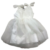 Minimalistisches, einfarbiges, ärmelloses Kleid mit weißem Tüll für Babymädchen