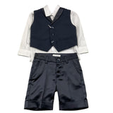 Carlo Pignatelli 3-teiliges Set Weste-Hemd-Bermudashorts- Blau für Neugeborene