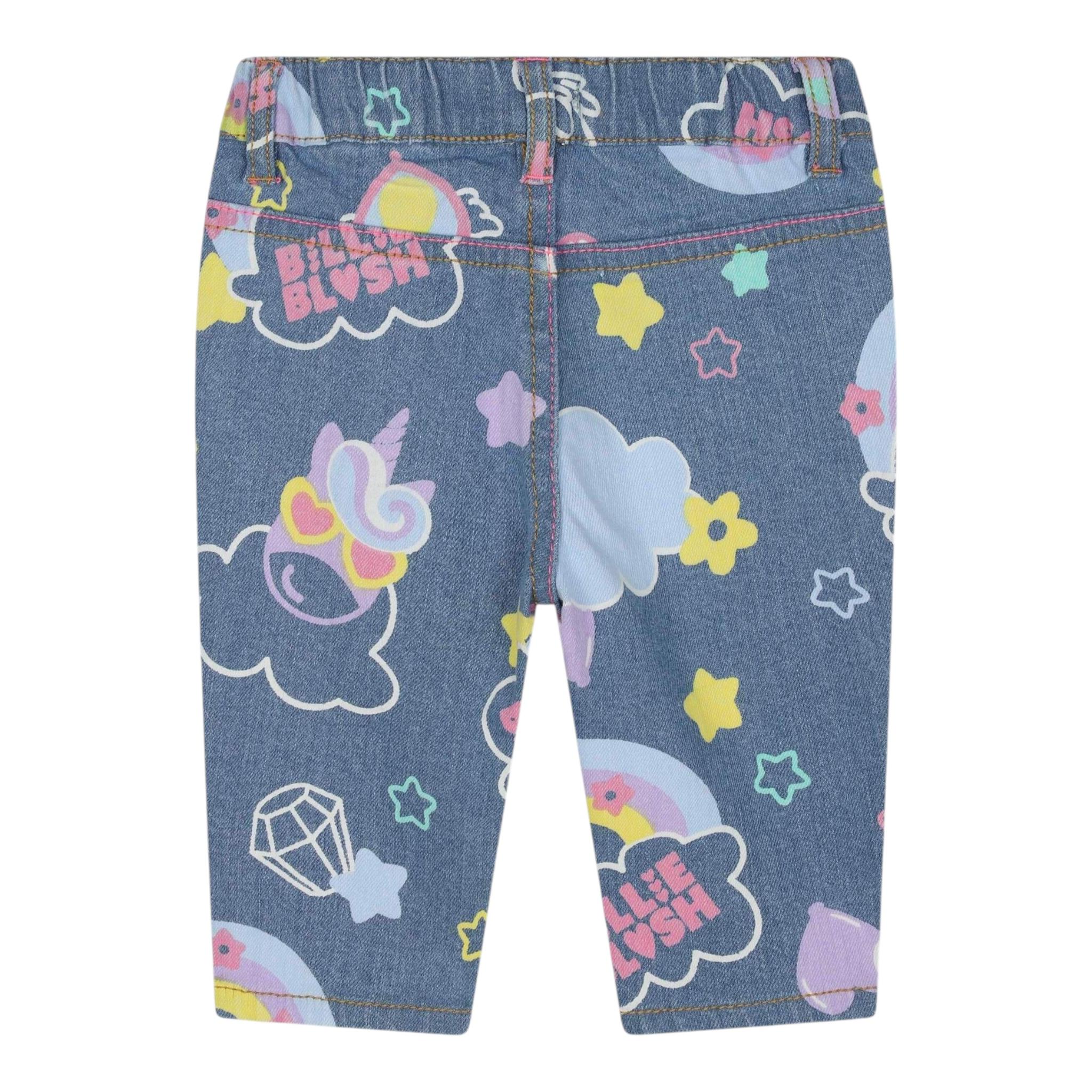 BillIEBLUSH jeans tinta unita con stampe in contrasto Azzurro per Neonata U20408 AZZURRO BillIEBLUSH 