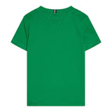Tommy Hilfiger T-Shirt Girocollo Tinta Unita con Logo per Bambino KB0KB09538X VERDE TOMMY HILFIGER 