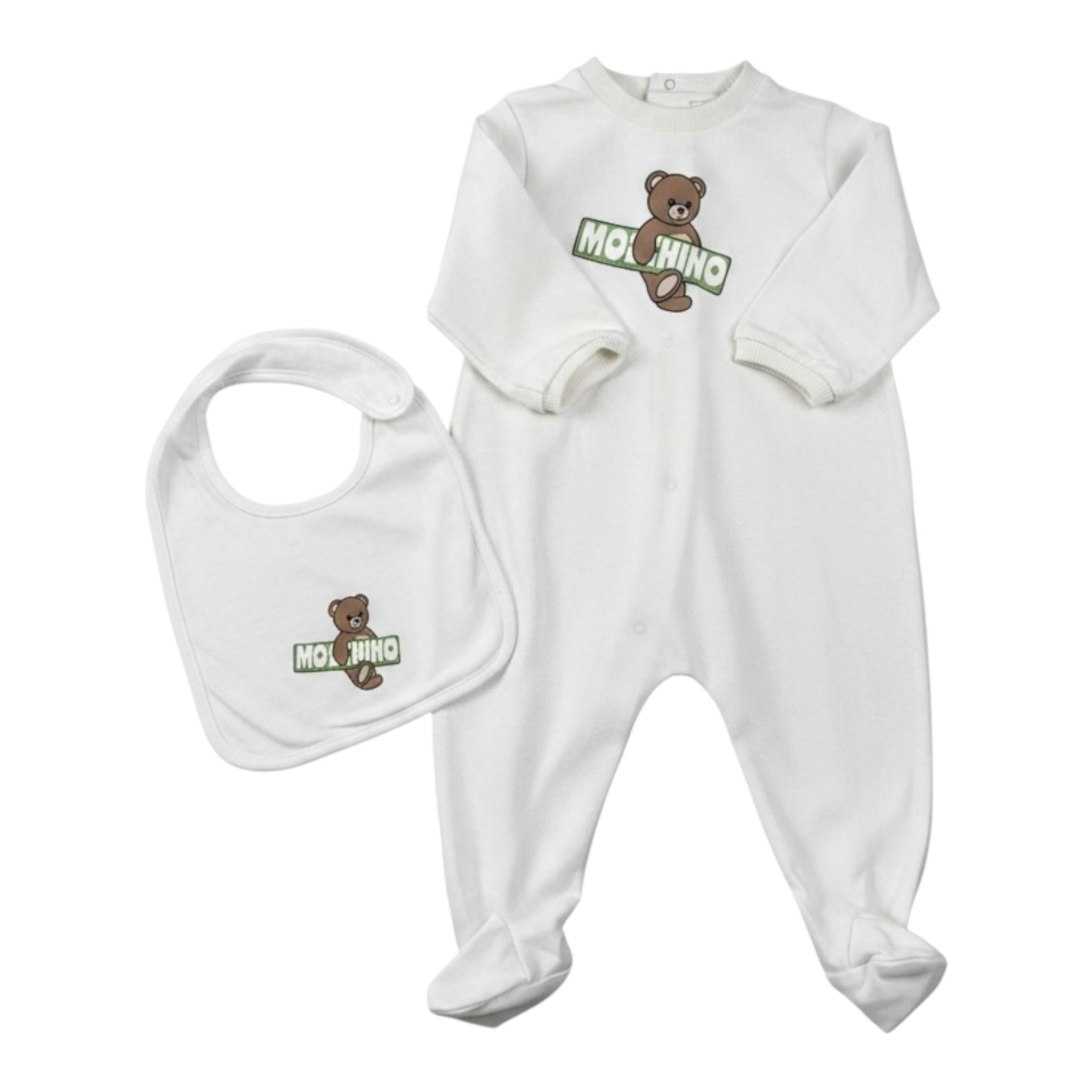 Moschino Tutina Tinta Unita con Logo per Neonato MOY06Y BIANCO MOSCHINO 