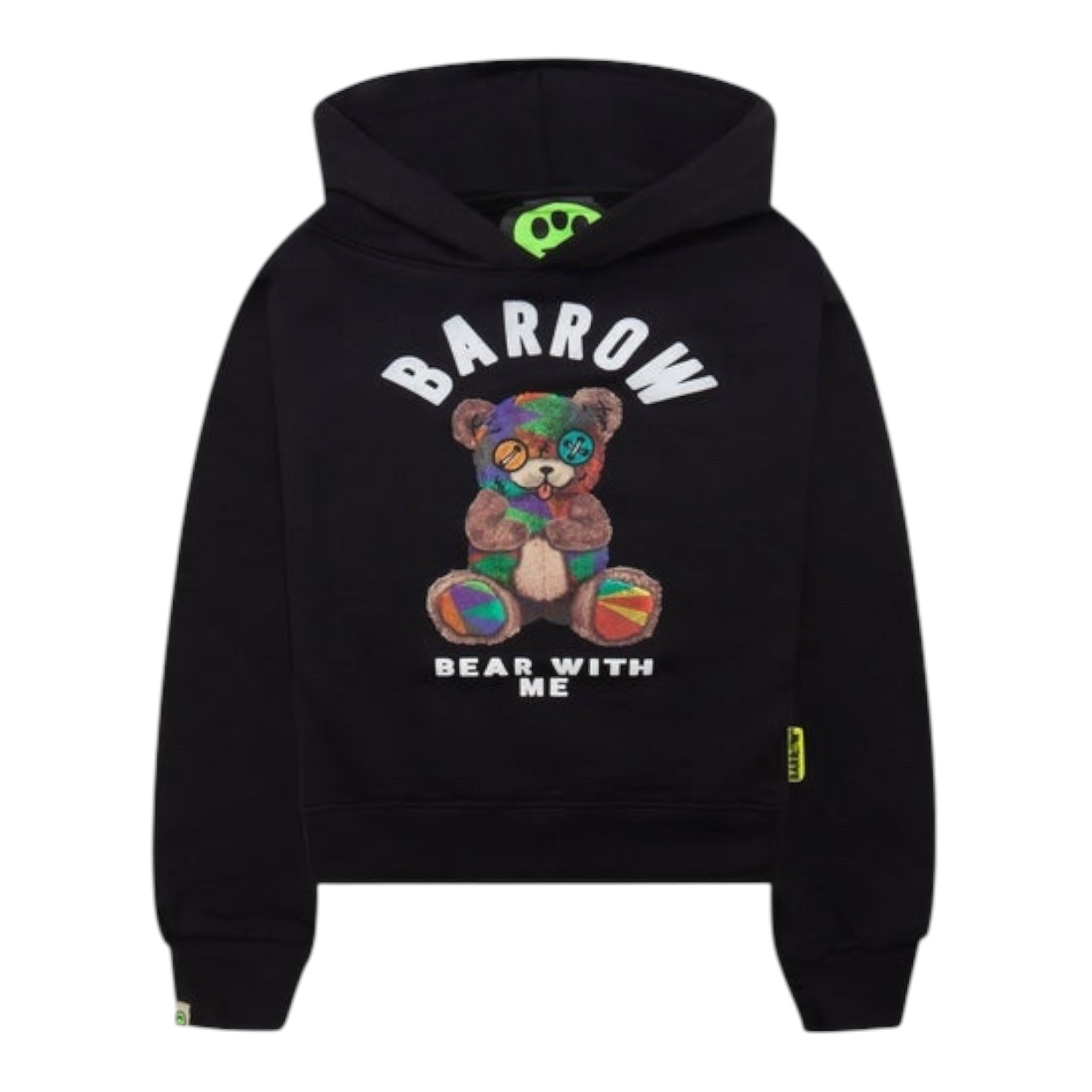 BARROW KIDS felpa tinta unita con cappuccio e stampa Nero per Bambina F4BKJGHS106 NERO BARROW KIDS 