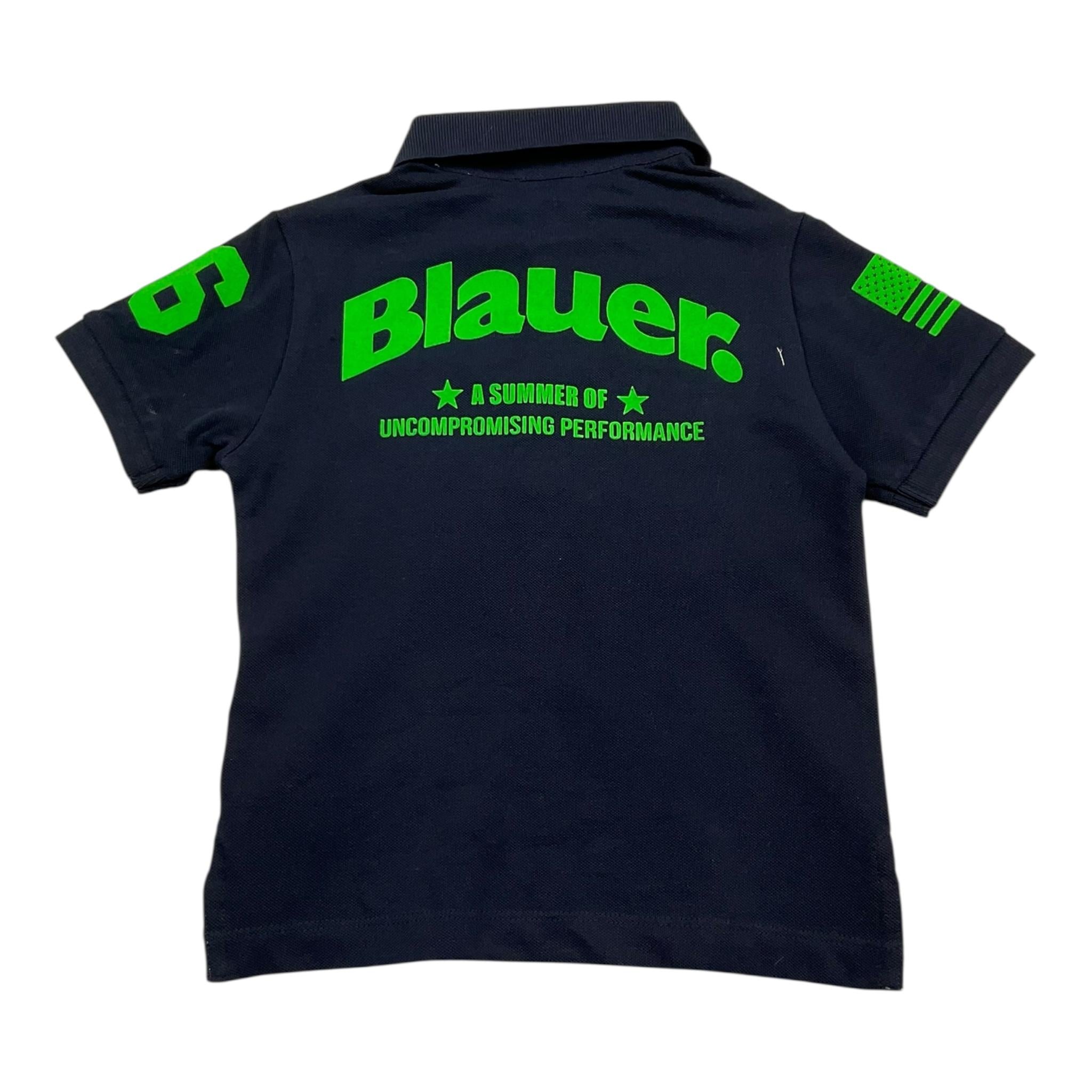 Blauer Polo Mezza Manica Tinta Unita con Stampa per Neonato 24SBLKT02244N BLU BLAUER 