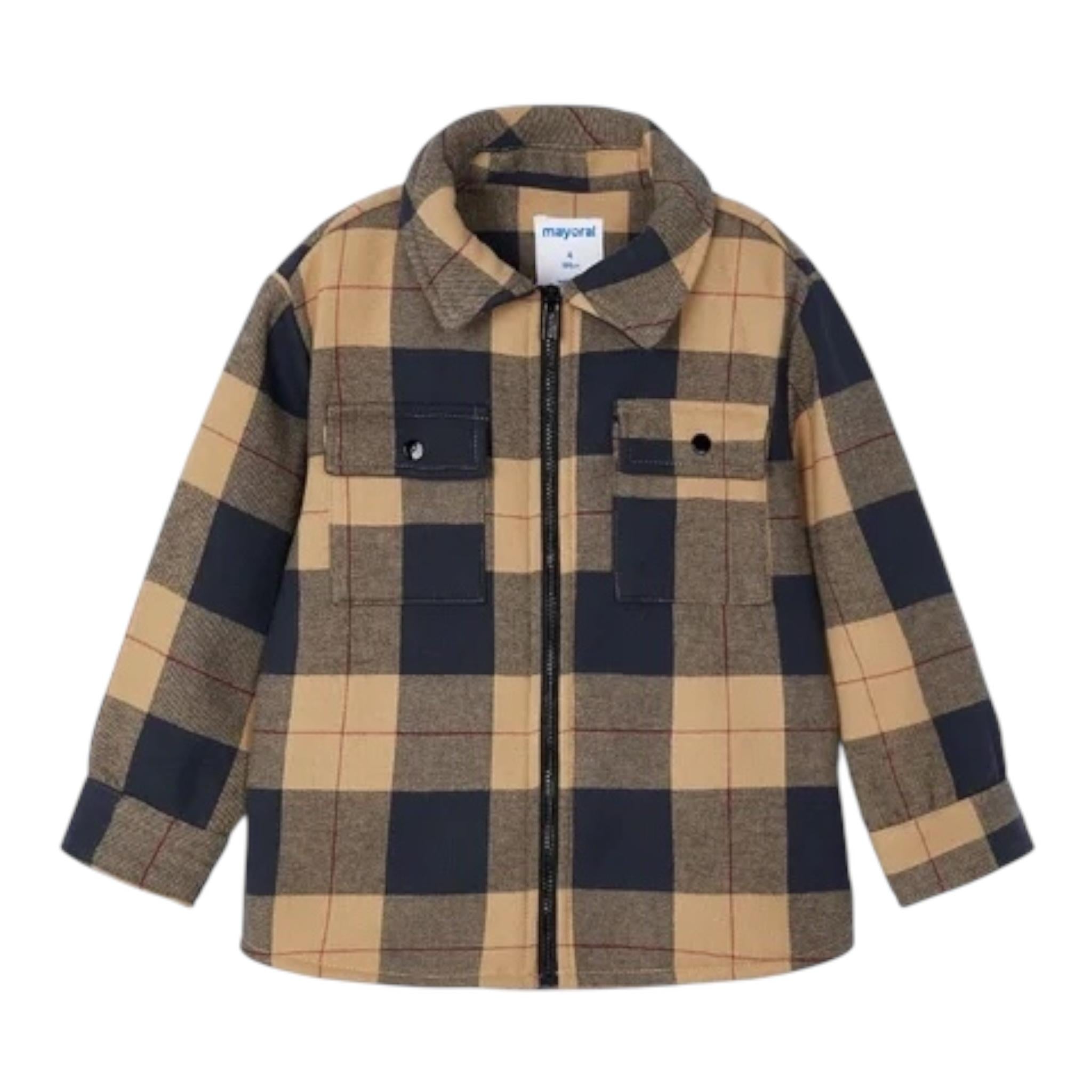 MAYORAL camicia tinta unita con fantasia quadri e zip Cammello per Neonato 4462 CAMMELLO MAYORAL 