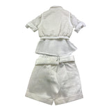 Baby A. Komplett 4-teilig Shirt-Body-Weste-Bermuda-Fliege Weiß für Neugeborene