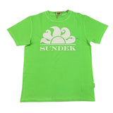 Sundek – Einfarbiges T-Shirt mit Rundhalsausschnitt und grünem Aufdruck für Jungen