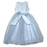 Bella Brilli Einfarbiges ärmelloses Abendkleid mit hellblauem Tüll für Mädchen