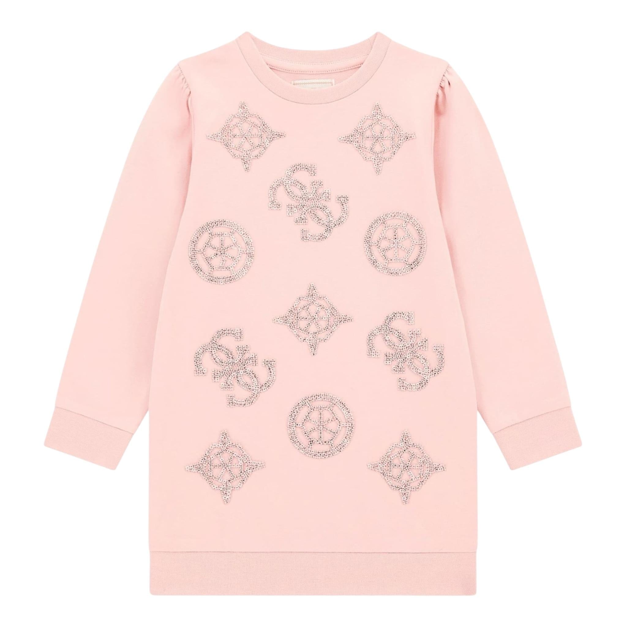 GUESS abito modello felpa girocollo tinta unita con applicazioni Rosa per Bambina N4YK16KA6V4 ROSA GUESS 