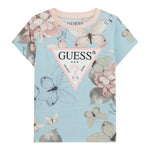 Guess T-Shirt Girocollo Tinta Unita con Stampa per Neonata K5RI15K6YW4X AZZURRO GUESS 