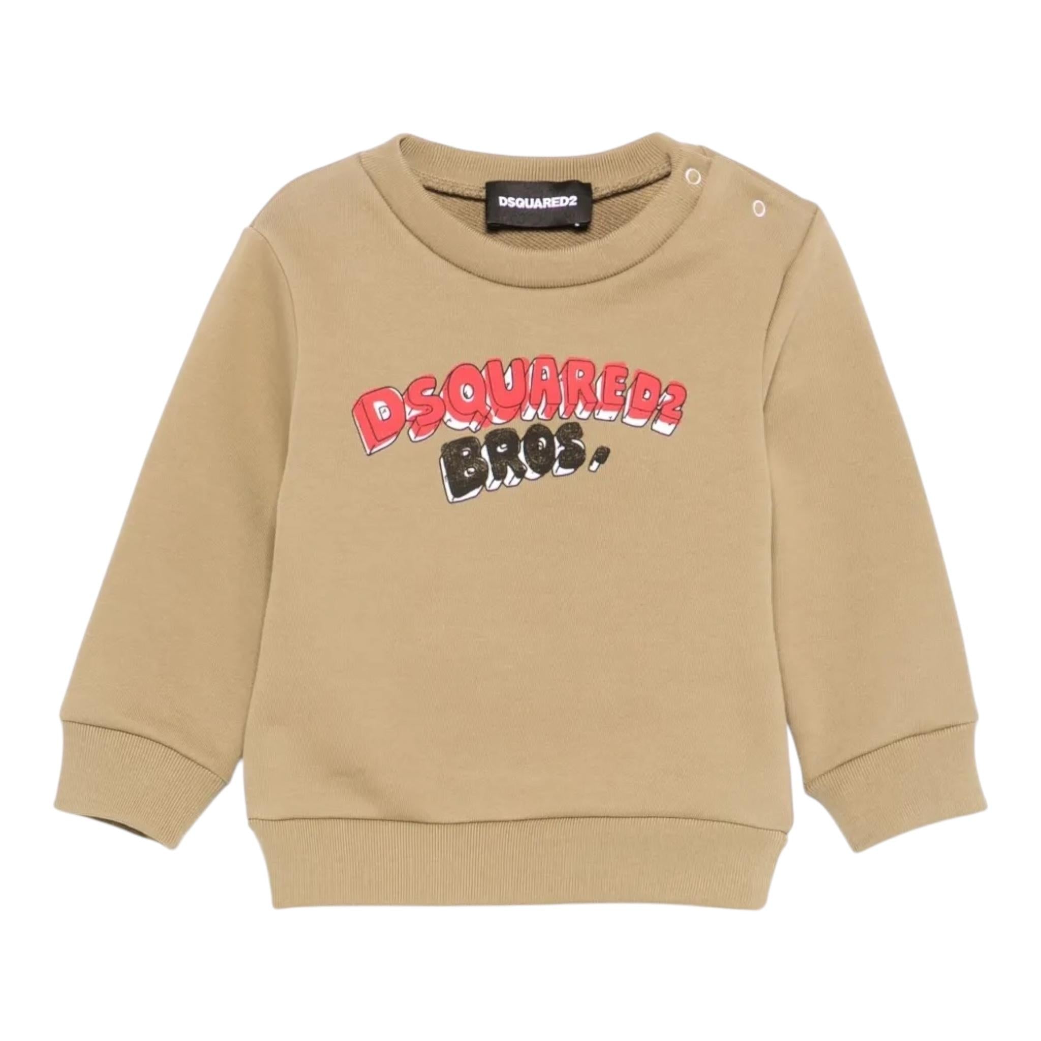 DSQUARED2 felpa girocollo tinta unita con stampa Beige per Neonato DQ2504 BEIGE DSQUARED2 