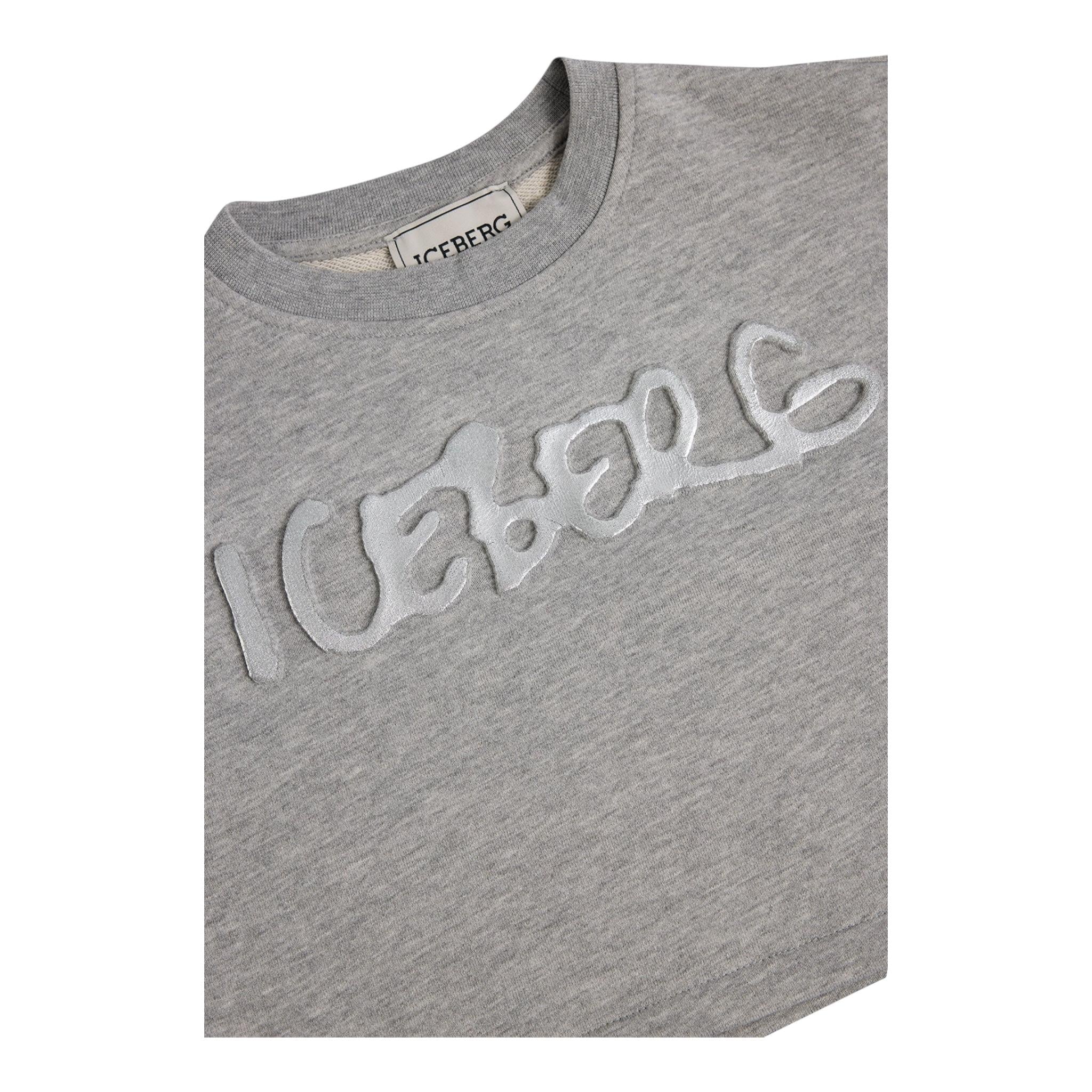Iceberg Felpa Girocollo Tinta Unita con Logo per Bambina MFICE5154J GRIGIO ICEBERG 