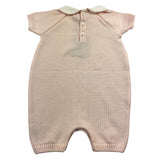 Little Bear Einfarbiger Halbarm-Strampler mit Kontrastkragen Rosa für Baby Mädchen
