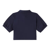 Il Gufo Polo Mezza Manica Tinta Unita Modello Crop per Bambina P25PC095MF032 BLU IL GUFO 