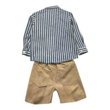 Barcellino Komplettes 2-teiliges Hemd-Bermuda Blau/Beige für Neugeborene