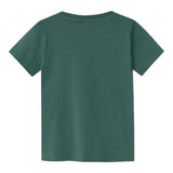 Name.It Einfarbiges T-Shirt mit Rundhalsausschnitt und grünem Aufdruck für Jungen