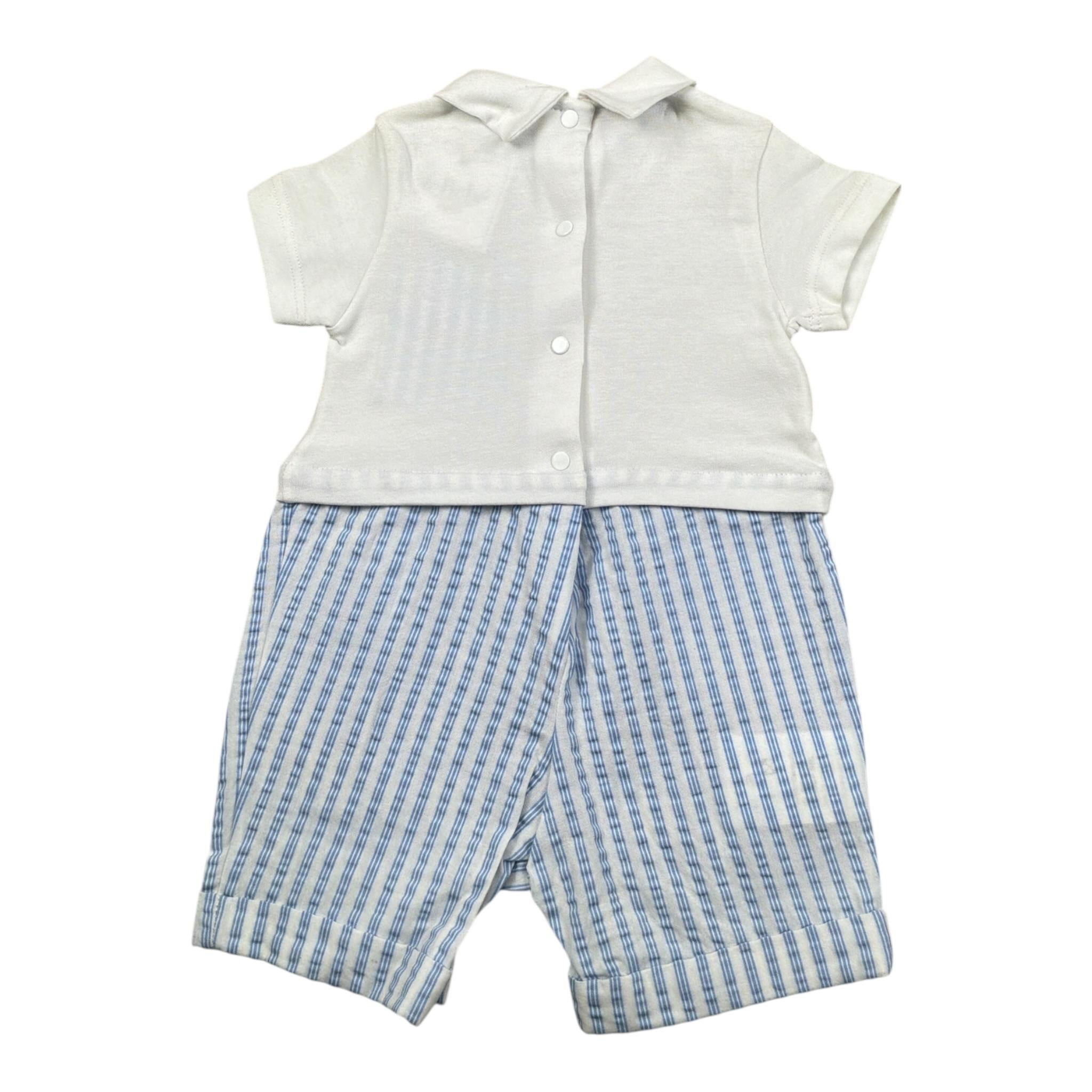 Le Bebe' Pagliaccetto Bicolore Mezza Manica Bianco/Azzurro per Neonato LBB1128 BIANCO/AZZURRO LE BEBE' 