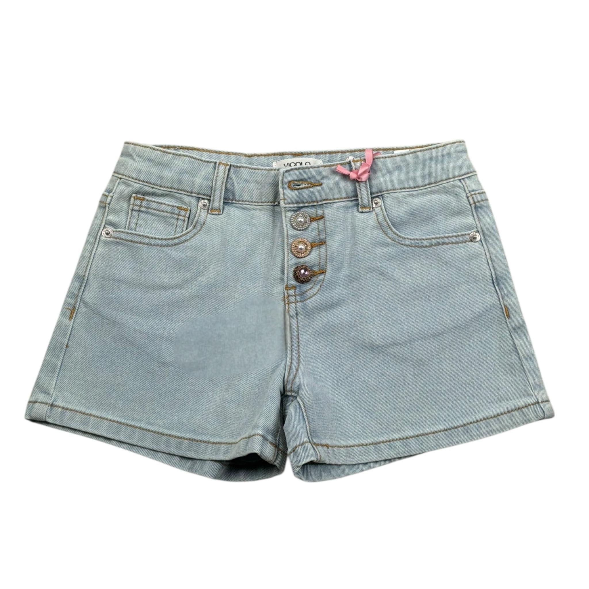Vicolo Short In Denim Tinta Unita con Girovita Regolabile per Bambina 3146SD00241 AZZURRO VICOLO 