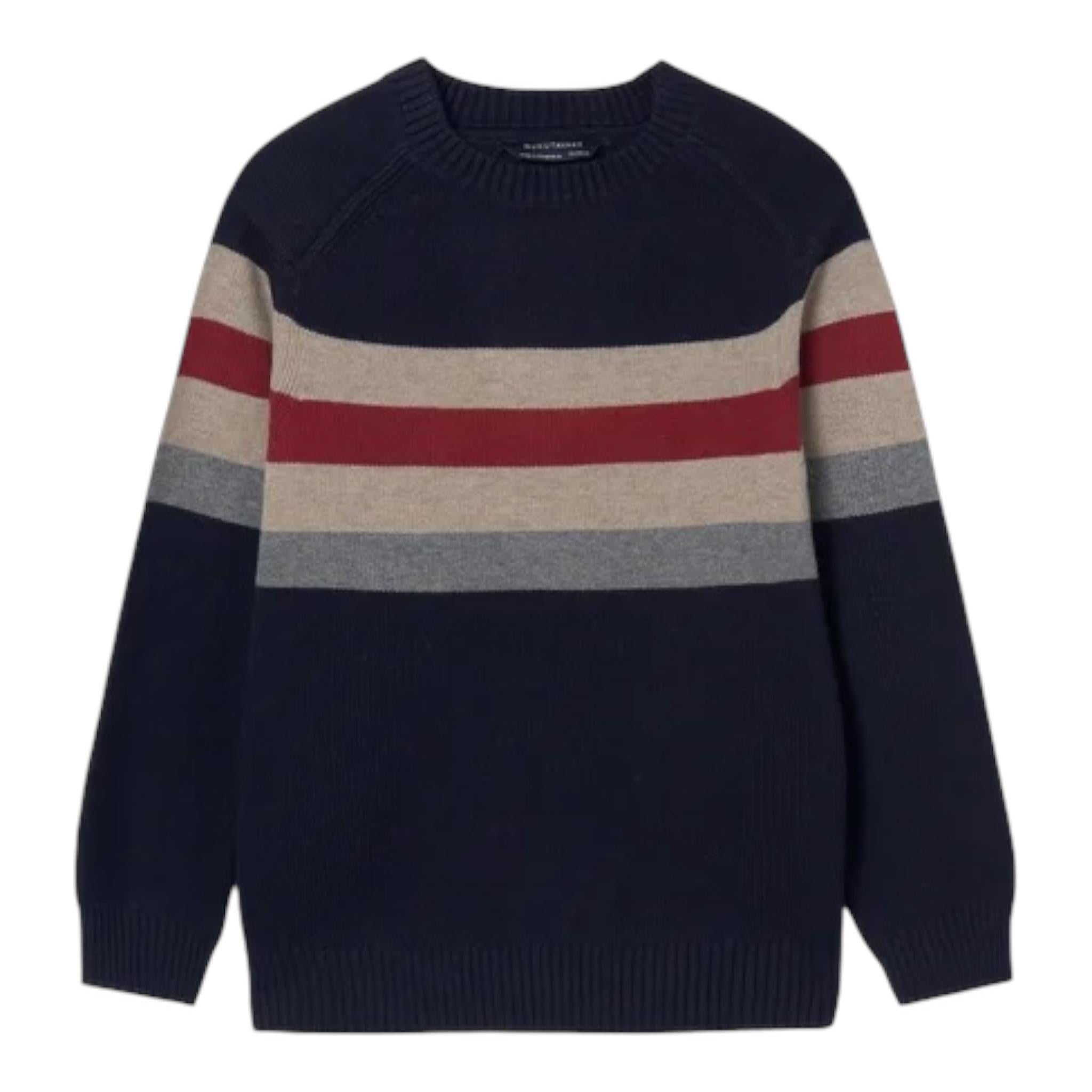 NUKUTAVAKE maglia tricolore con fantasia a righe girocollo Blu notte per Bambino 7393 BLU NOTTE NUKUTAVAKE 