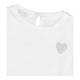 M+E‘ Einfarbiges T-Shirt mit Rundhalsausschnitt und Kontrastdruck in Weiß für Baby-Mädchen