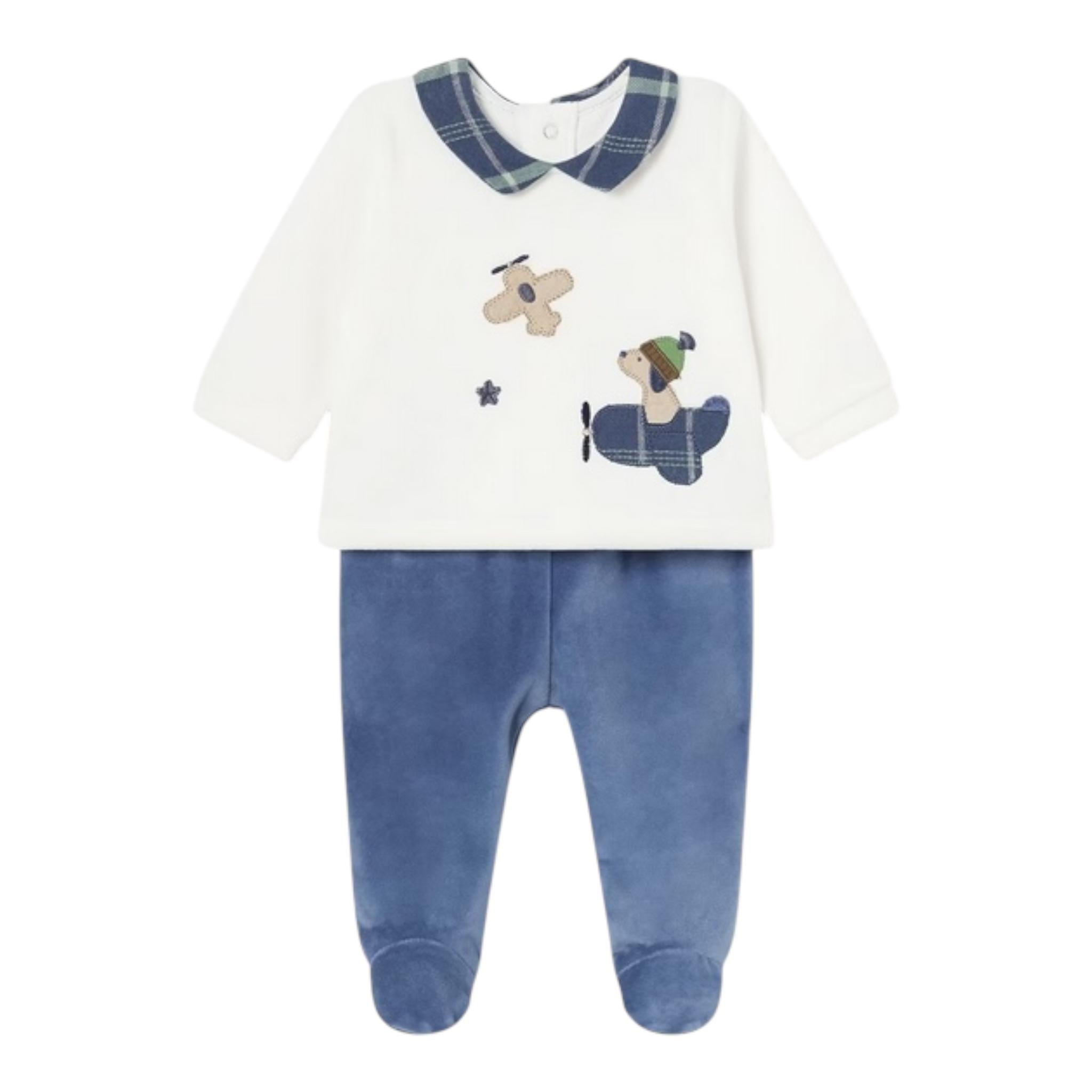 MAYORAL completo bicolore 2pz maglia-ghettina Bianco/blu per Neonato 2512 BIANCO/BLU MAYORAL 