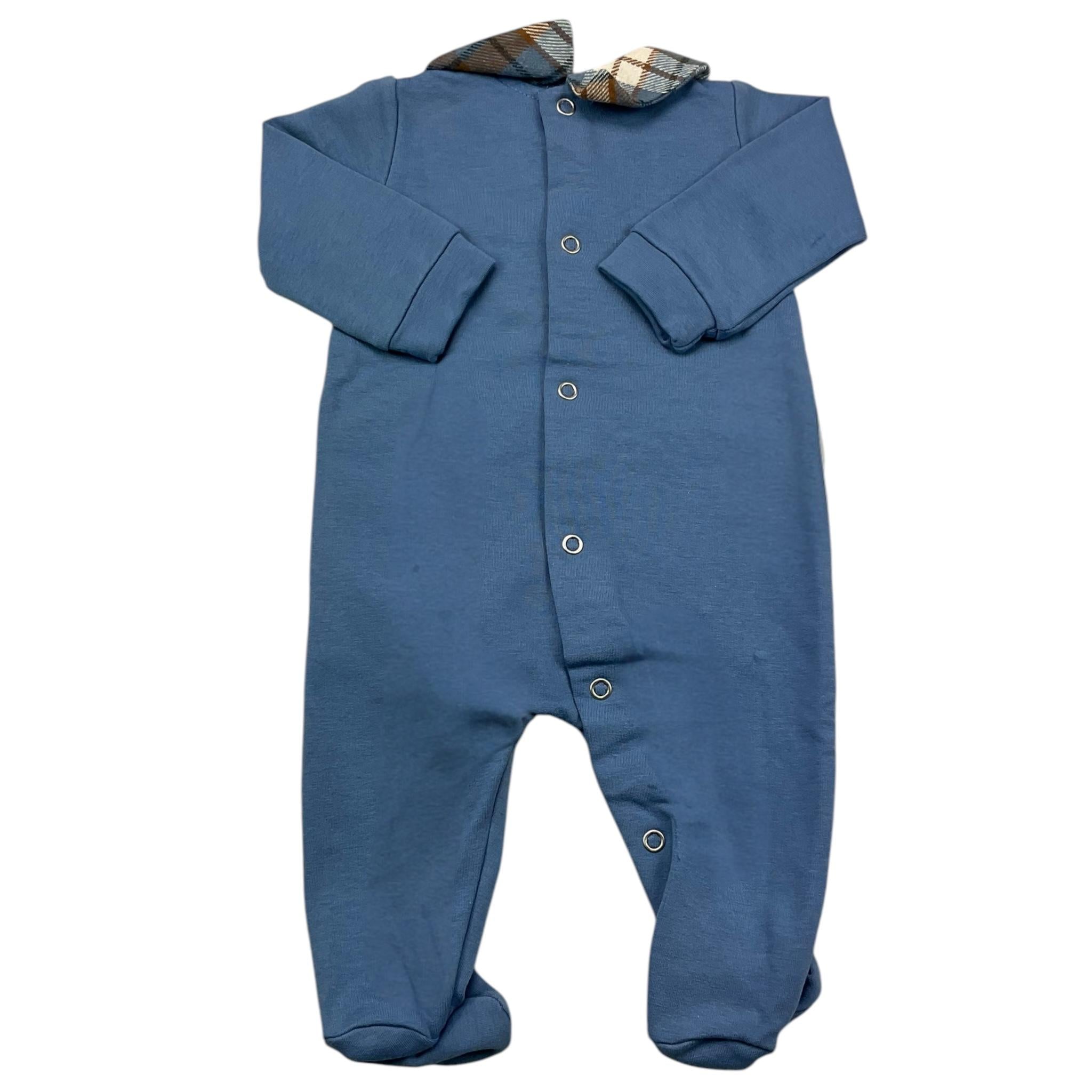 LE BEBE' tutina manica lunga tinta unita cn colletto in contrasto Blu per Neonato LBB4242 BLU LE BEBE' 
