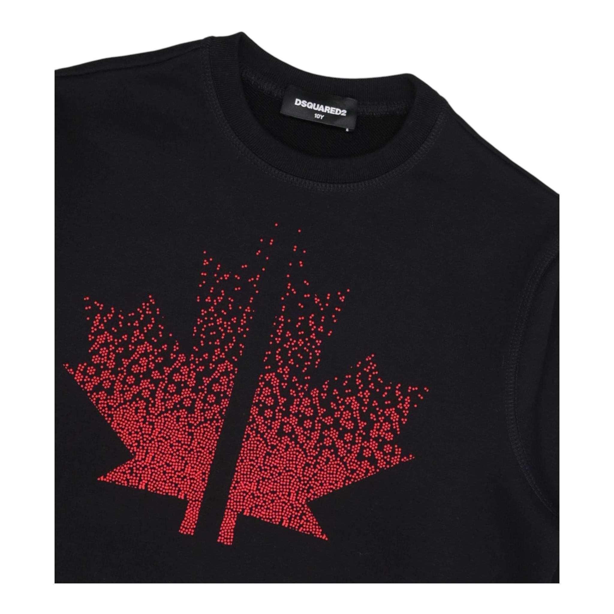 DSQUARED2 felpa chiusa girocollo tinta unita con stampa in contrasto Nero per Bambino DQ2538X NERO DSQUARED2 