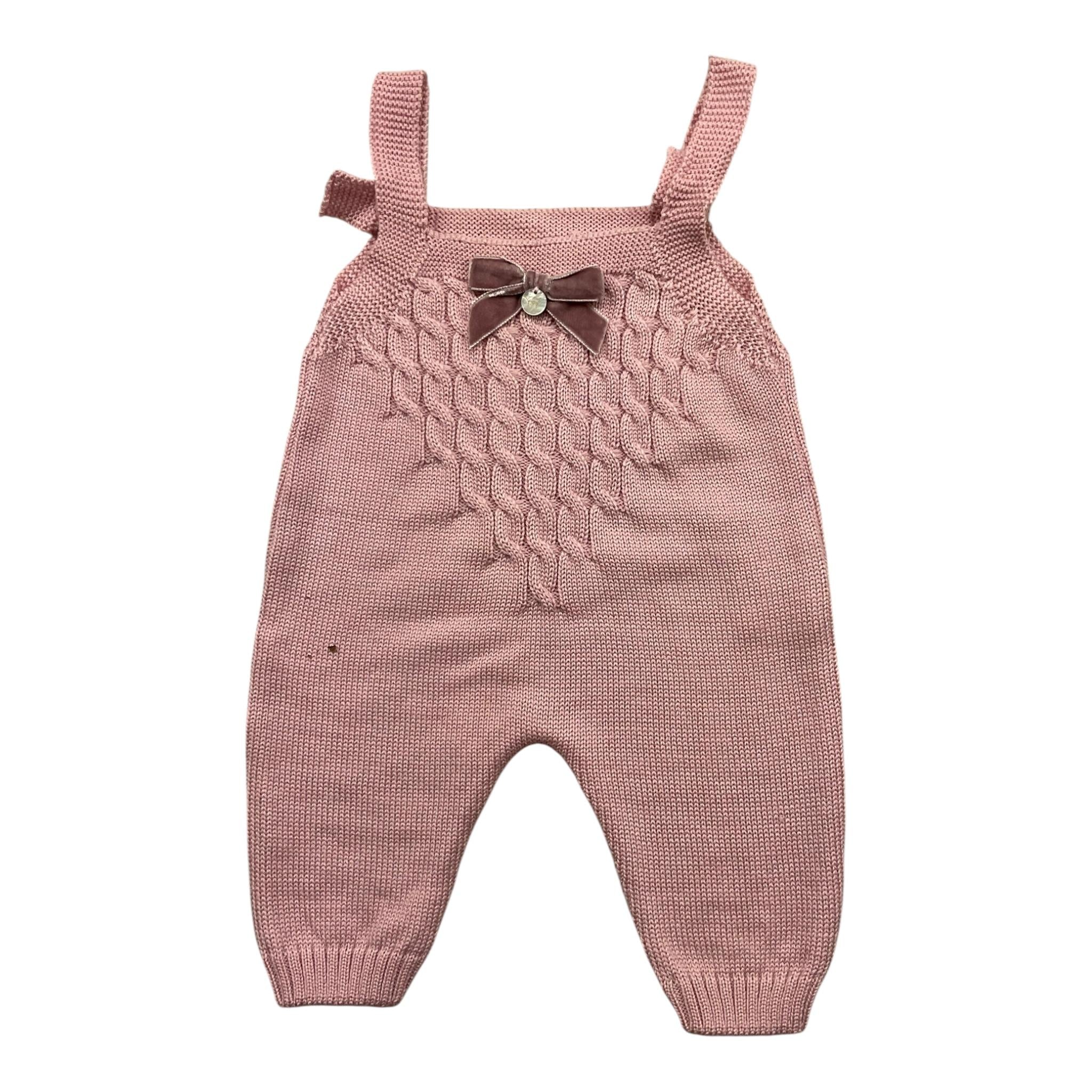 MARLU' salopette tinta unitan con fiocco Rosa per Neonata SAL ROSA MARLU' 