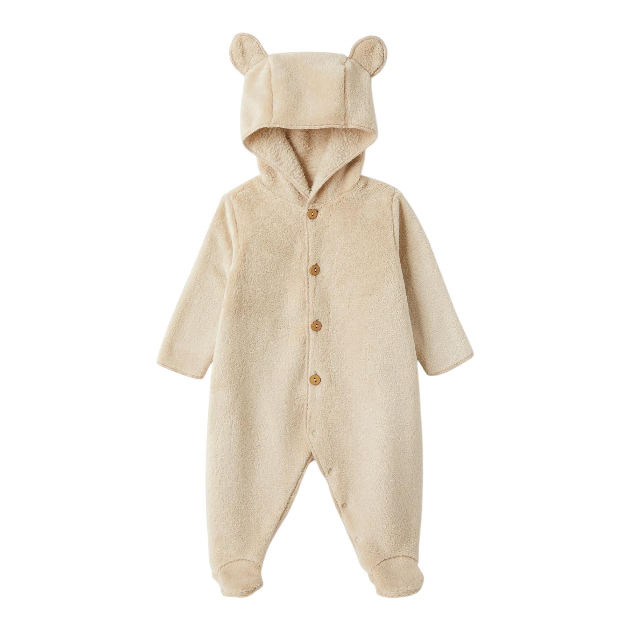 TEDDY E MINOU tutina manica lunga con cappuccio  Beige per Neonato I24TU029PE022X BEIGE TEDDY E MINOU 