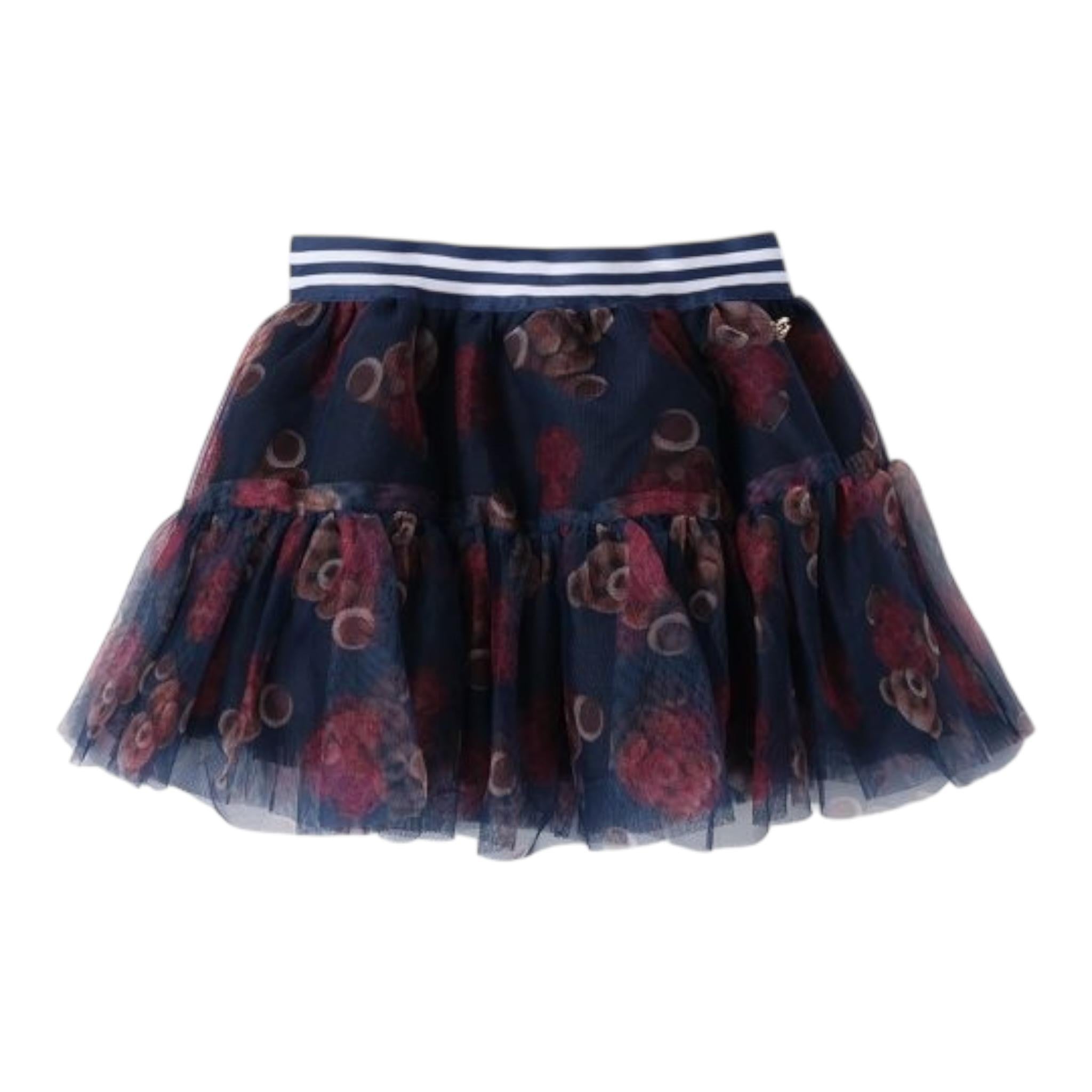 SARABANDA gonna tinta unita con fantasia orsi Blu per Bambina 0A338 BLU SARABANDA 