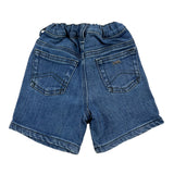 Emporio Armani – Einfarbige Denim-Bermudashorts mit elastischem Bund in Blau für Babys