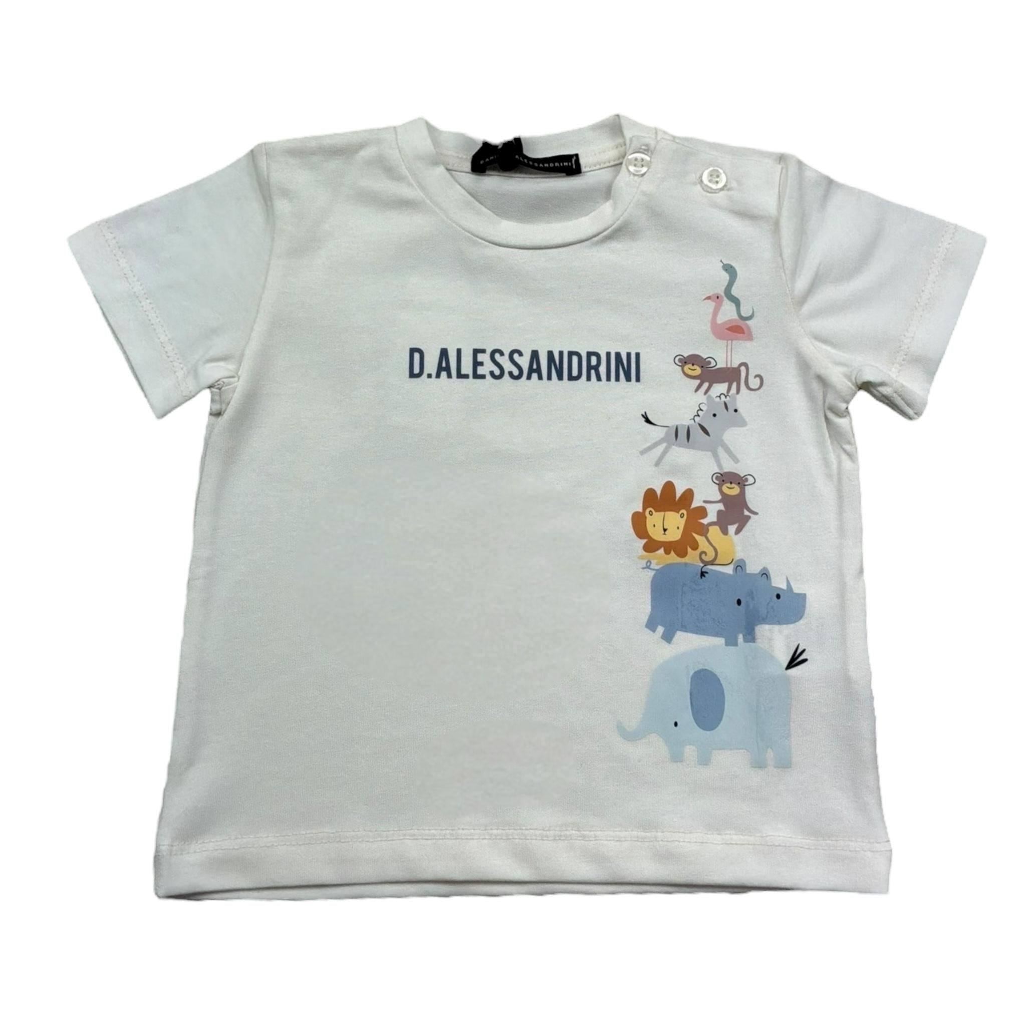 Daniele Alessandrini T-Shirt Girocollo Tinta Unita con Stampa per Neonato 1296M00180 PANNA DANIELE ALESSANDRINI 