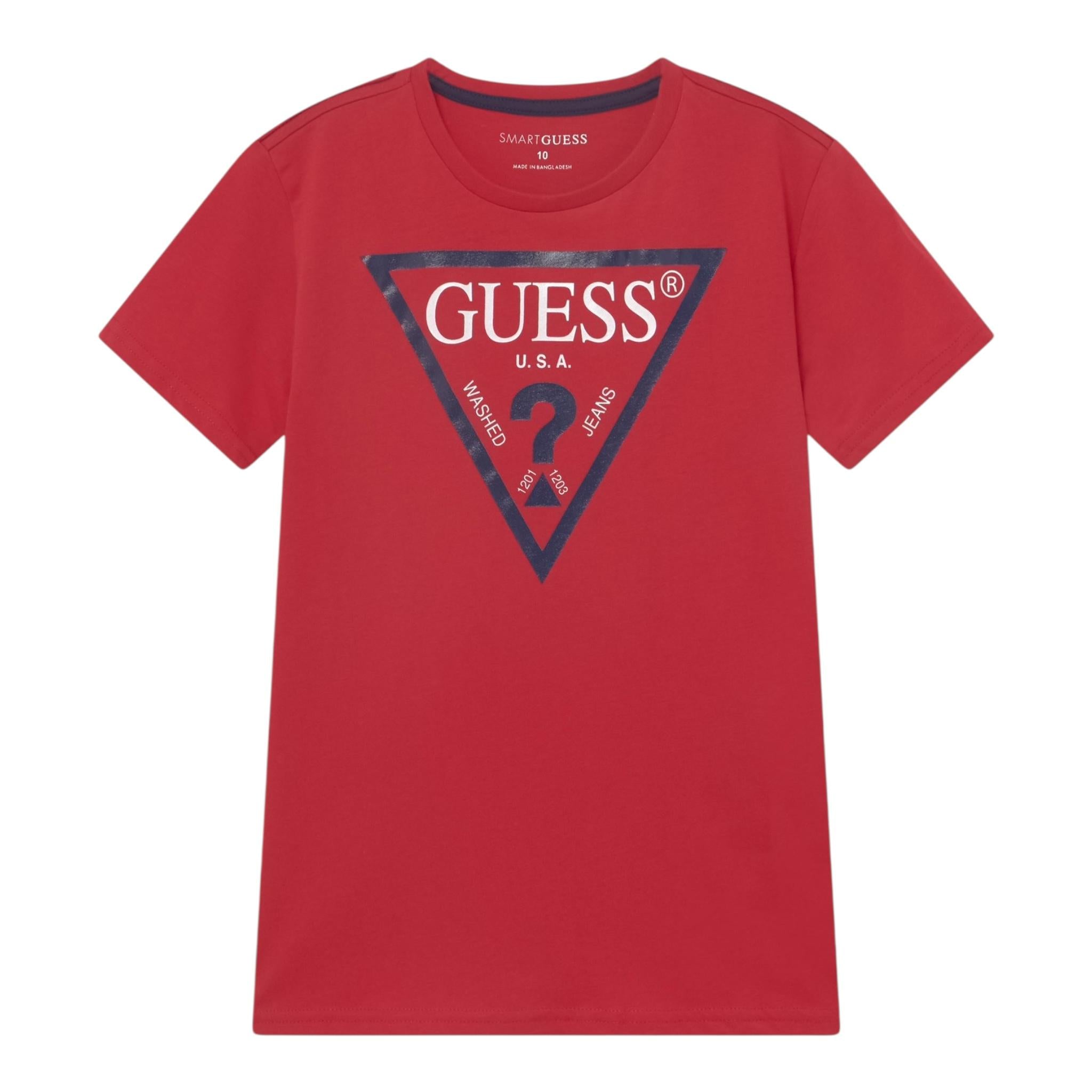 Guess T-Shirt Tinta Unita con Stampa per Neonato N73I55K8HM0NX ROSSO GUESS 