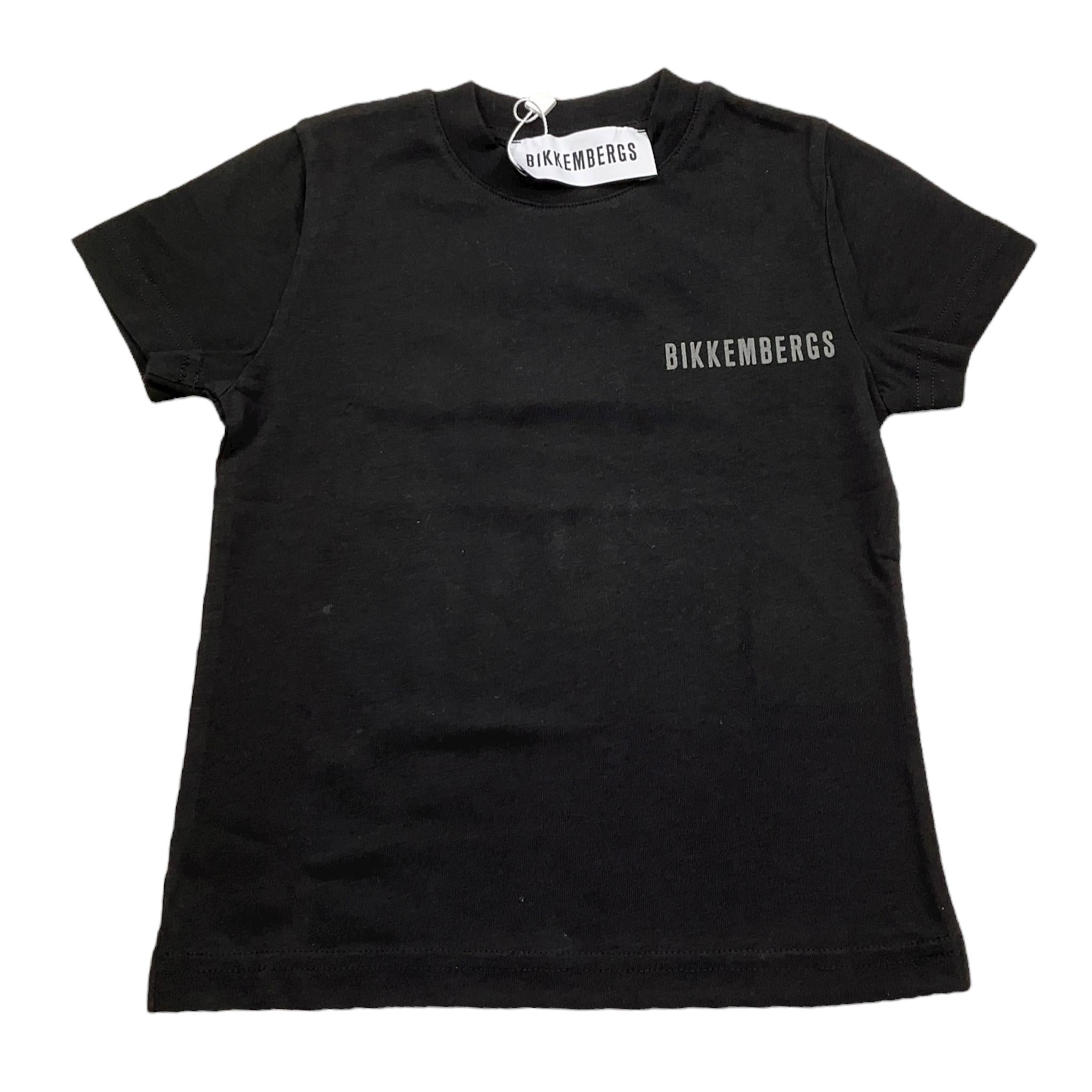 Bikkembergs T-Shirt Girocollo Tinta Unita con Logo per Bambino BK1602X NERO BiKKEMBERGS 