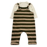 TEDDY E MINOU completo 2 pezzi shirt-salopette fantasia a righe Verde/beige per Neonato I23CP031M1087 VERDE/BEIGE TEDDY E MINOU 