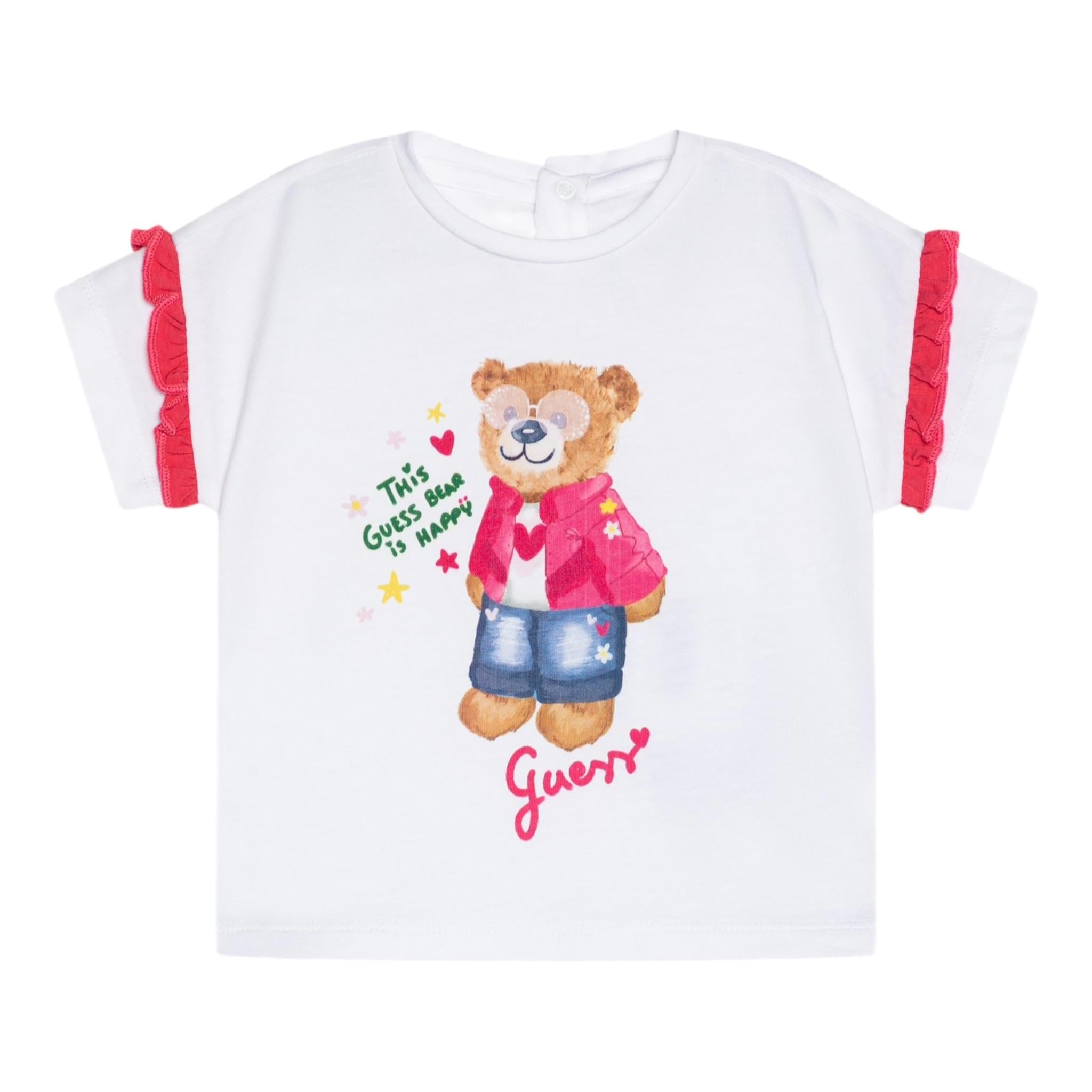 Guess T-Shirt Girocollo Tinta Unita con Stampa per Neonata K5RI12K6YW4XXX BIANCO GUESS 