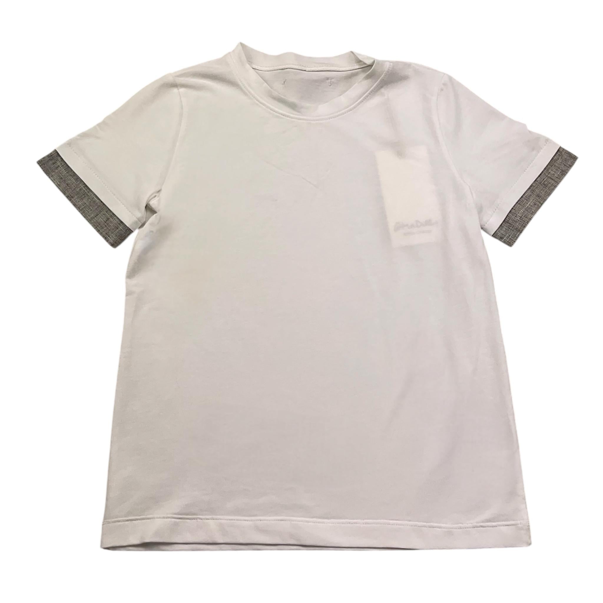 @Madilly T-Shirt Girocollo Tinta Unita con Profili Maniche In Contrasto per Bambino BOY BIANCO @MADILLY 