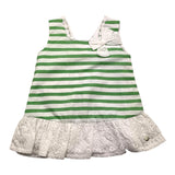 Paz Rodriguez Weiß/Grün Gestreiftes gemustertes ärmelloses Kleid für Baby Mädchen