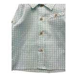 Babidu Langarmshirt, einfarbig, mit blauem Karomuster für Neugeborene
