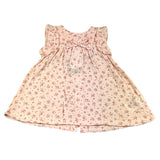 I Do Einfarbiges Kleid mit Armloch und rosa Blumendruck für Baby Mädchen