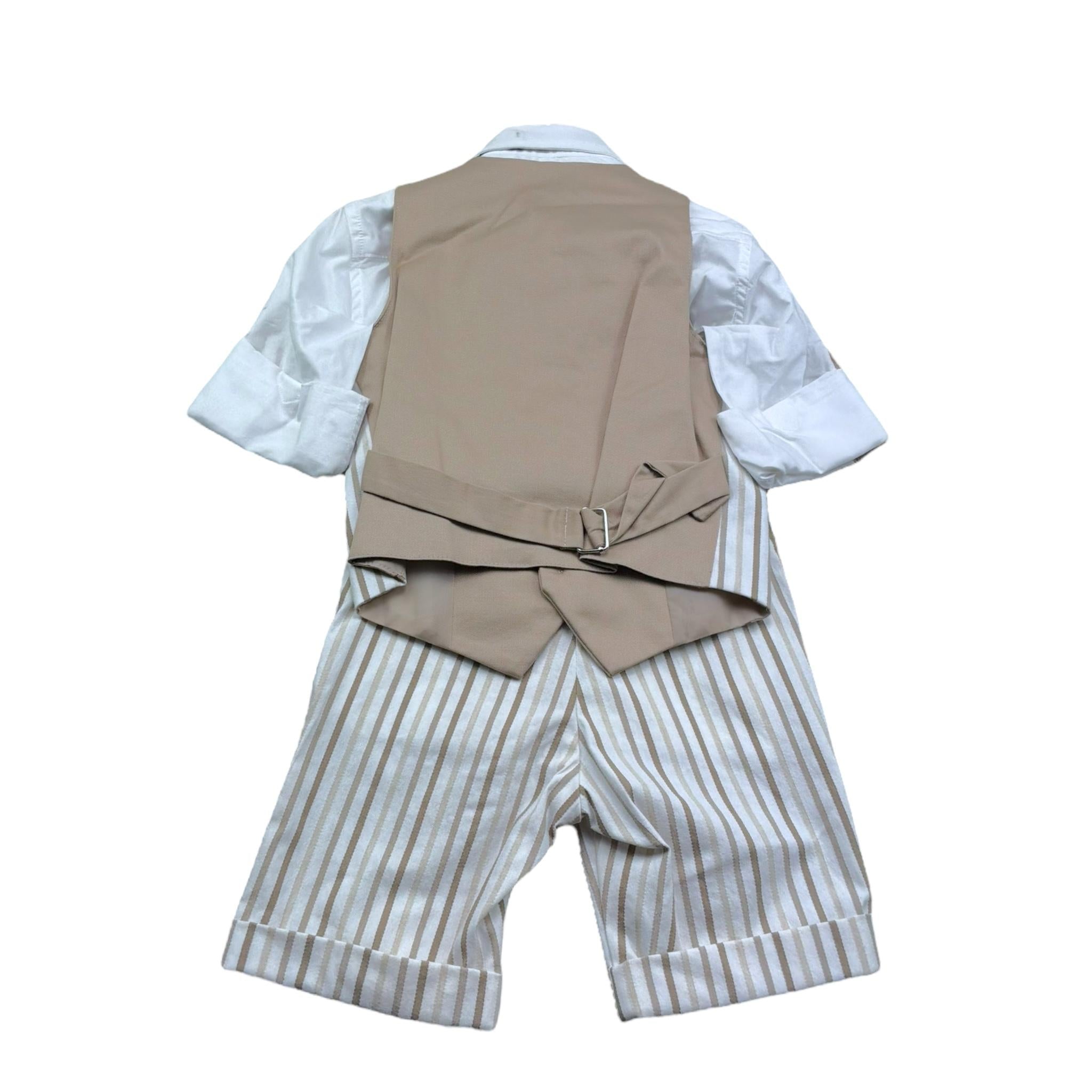 Mai'S Kids Completo 4 Pezzi Bermuda-Gilet-Camicia-Papillions per Neonato COMP00111 CAMMELLO MAI'S KIDS 