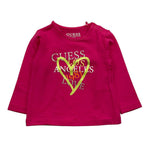 GUESS shirt girocollo tinta unita con rouches Fuxia per Neonata K2RI01K6YW1 FUXIA GUESS 