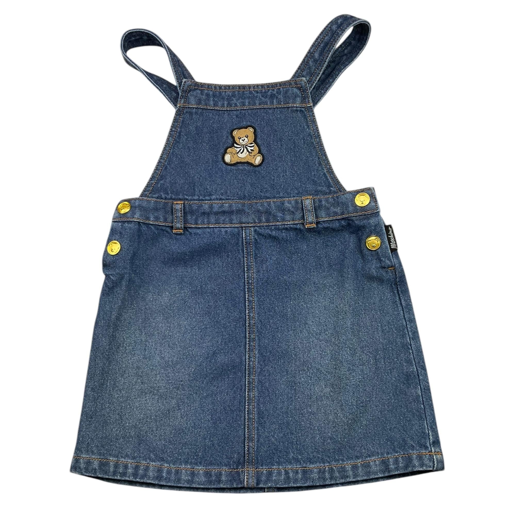 MOSCHINO salopette in denim modello gonna tinta unita con stampa Blu per Bambina HDJ03V BLU MOSCHINO 