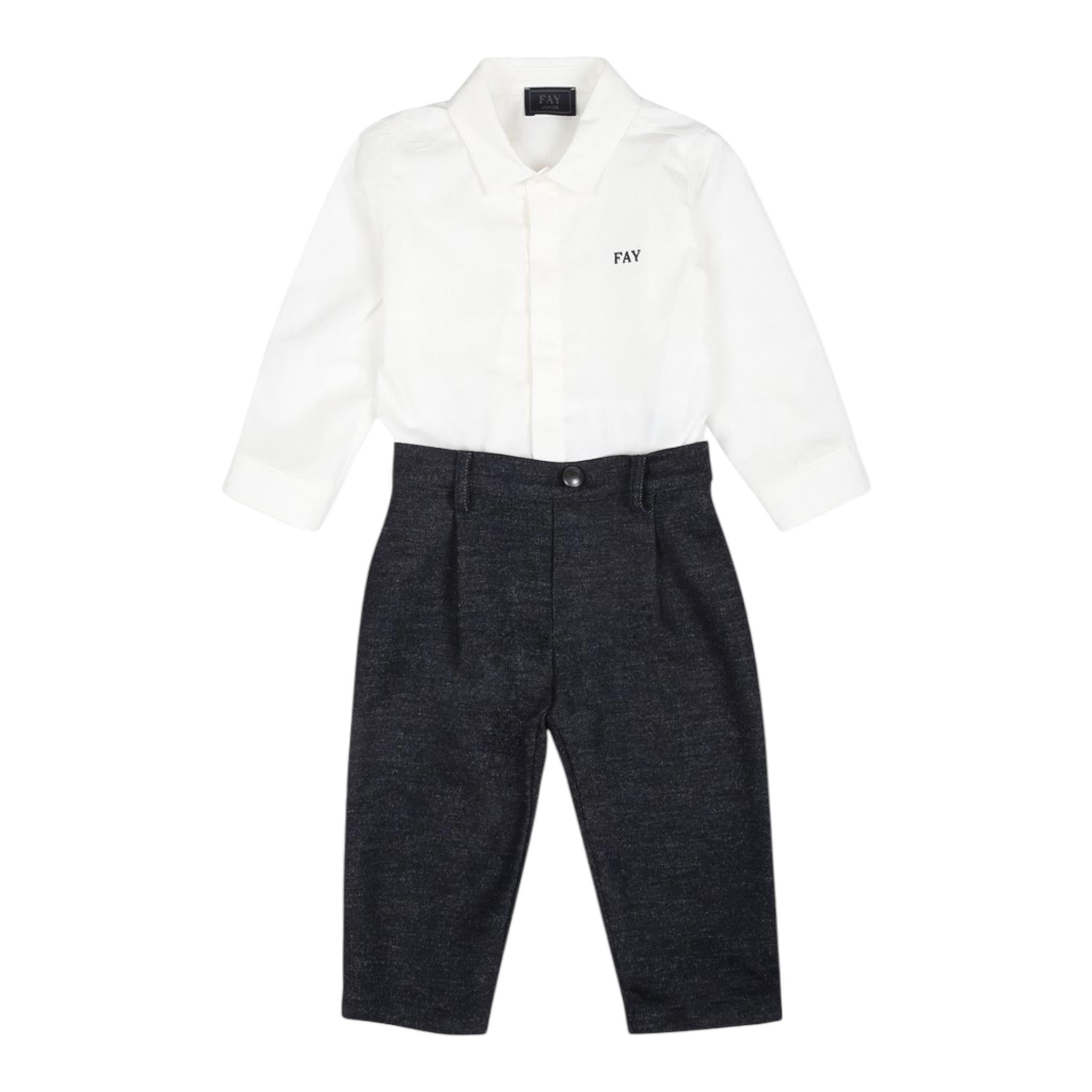 FAY completo camicia-pantalone Bianco per Neonato FVA520 BIANCO FAY 