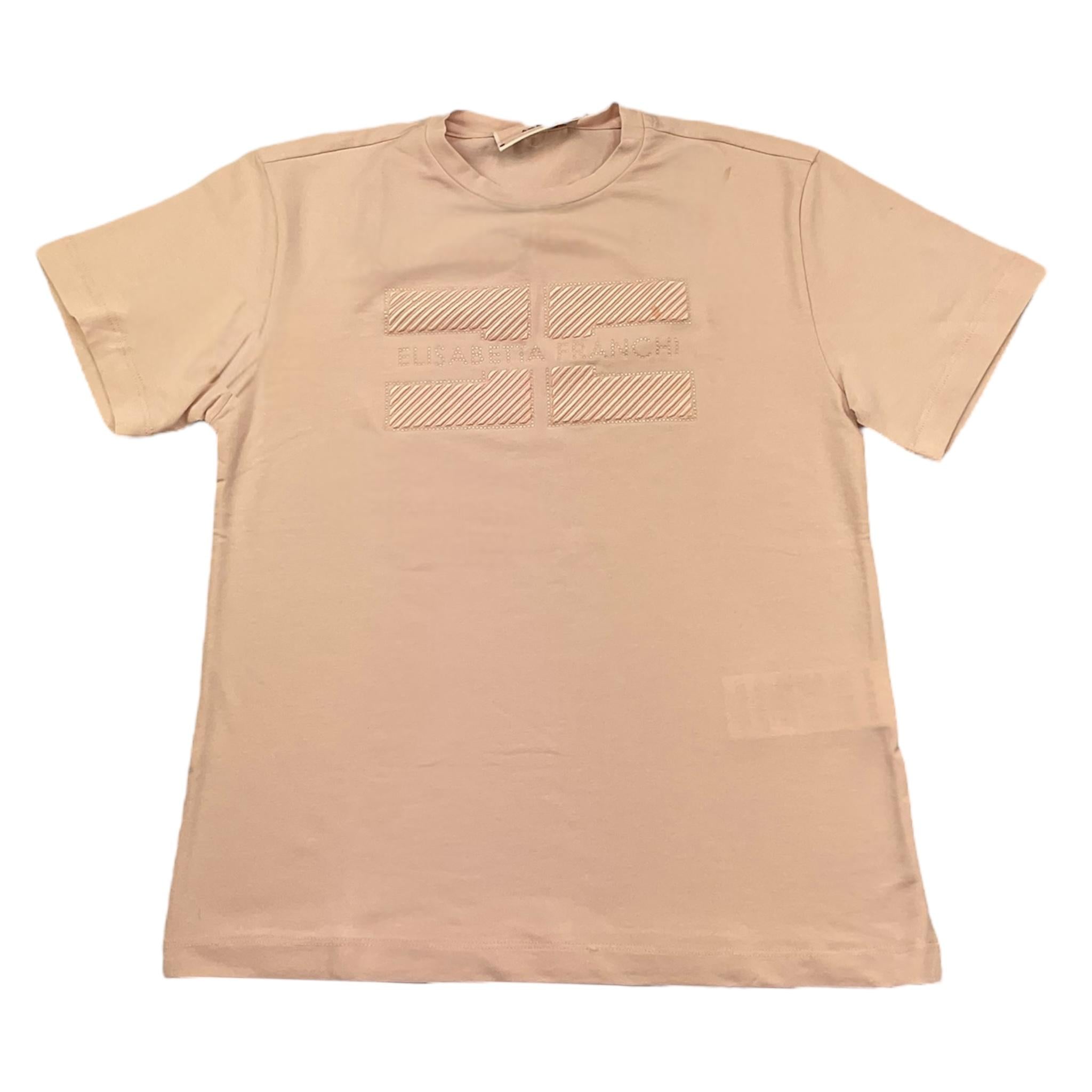 Elisabetta Franchi T-Shirt Girocollo Tinta Unita con Applicazioni Brillantini per Bambina EFTS230XX ROSA ELISABETTA FRANCHI 