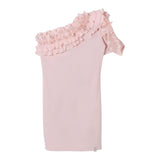 Patrizia Pepe One-Shoulder-Kleid, einfarbig, mit rosa Rüschen für Mädchen