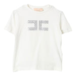 Elisabetta Franchi T-Shirt Girocollo Tinta Unita con Applicazioni Brillantini per Bambina EFTS226 BIANCO ELISABETTA FRANCHI 