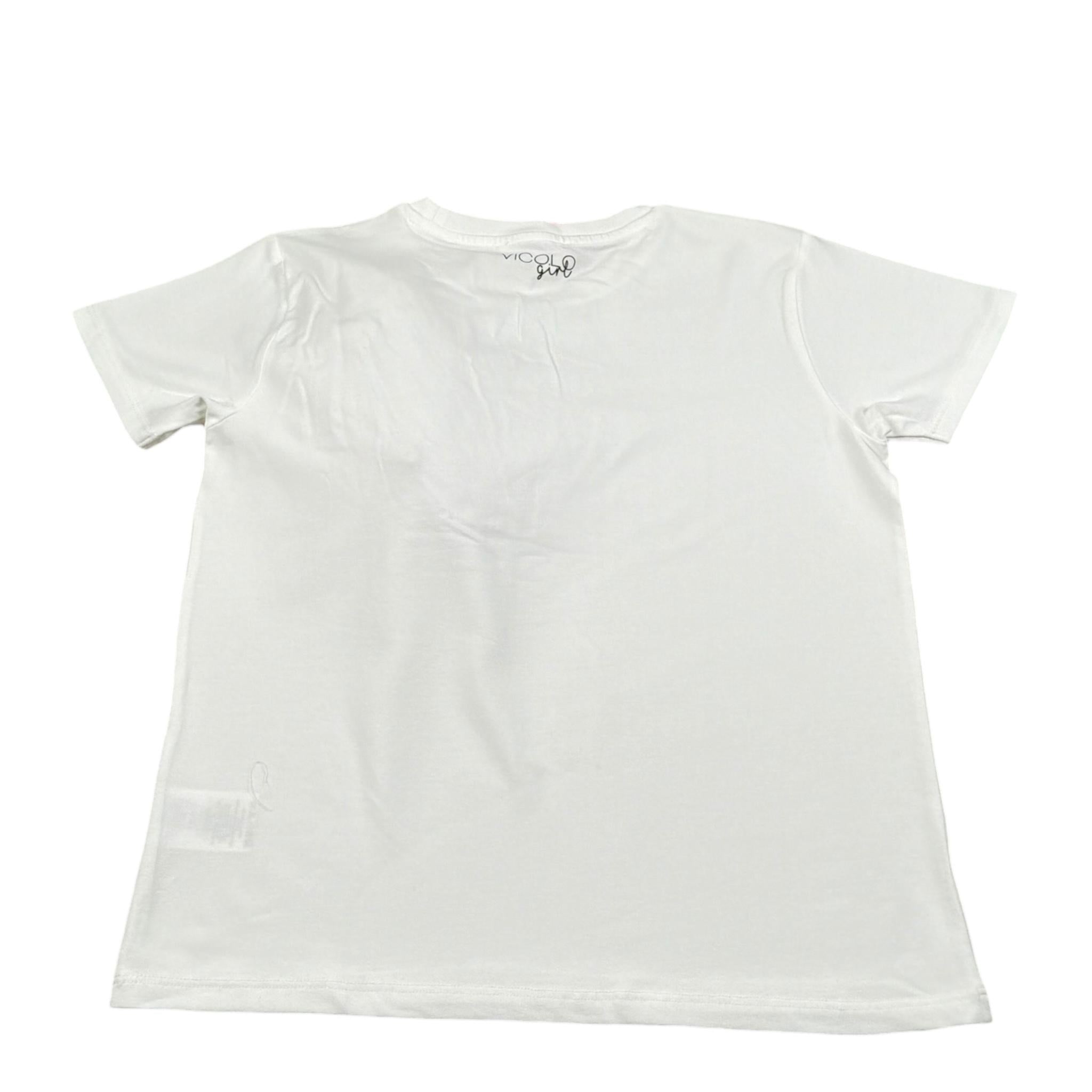 Vicolo T-Shirt Girocollo Tinta Unita con Applicazione per Bambina 3146M00265X BIANCO VICOLO 