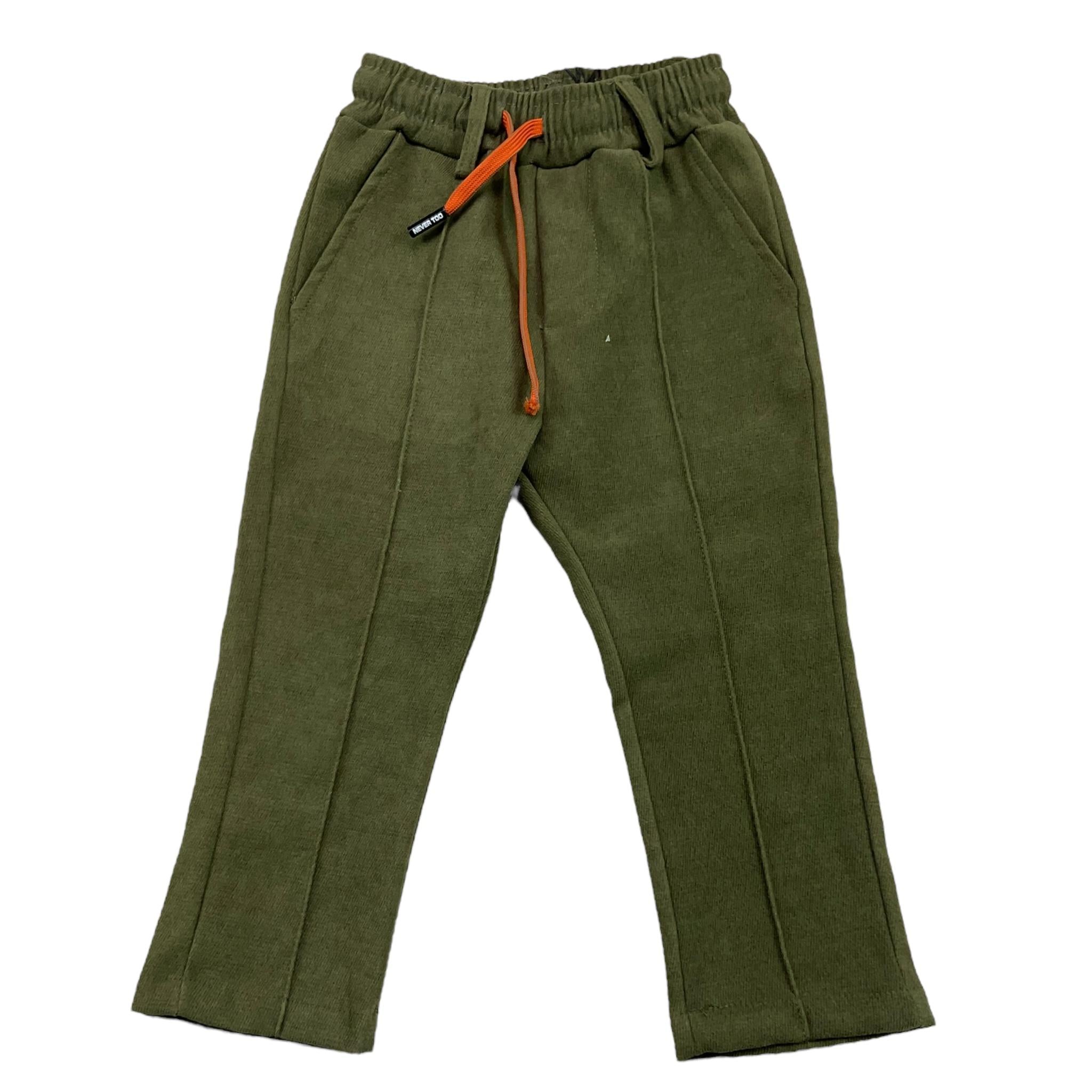 NEVER TOO pantalone tinta unita cn elastico in vita Verde per Bambino NT2153NJ VERDE NEVER TOO 