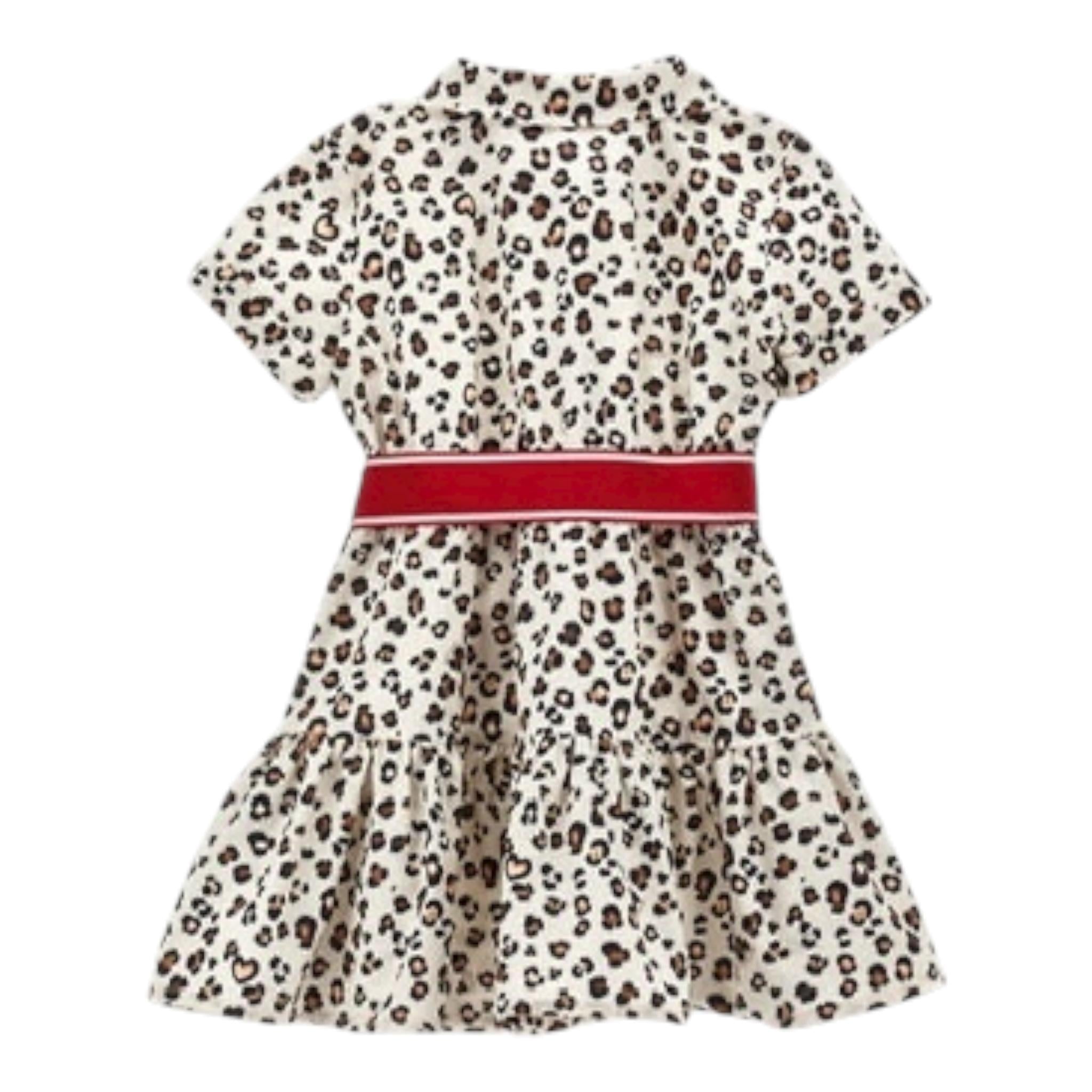 Monnalisa Abito Tinta Unita con Fantasia Maculata per Bambina 11E911 BEIGE MONNALISA 